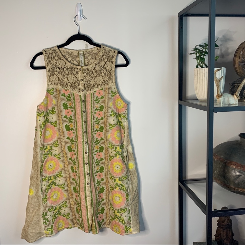 Aratta Embroidered Mini Sleeveless Shift Dress